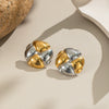 Wholesale Women's Stainless Steel Gold And Silver Color Matching Round Geometric Earrings With Electroplating Design