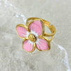 Wholesale Women's Stainless Steel Gold Plated Flower Geometric Earrings And Ring Set