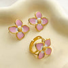 Wholesale Women's Stainless Steel Gold Plated Flower Geometric Earrings And Ring Set