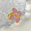 Wholesale Women's Stainless Steel Gold Plated Flower Geometric Earrings And Ring Set