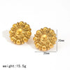 Wholesale Women's Stainless Steel Gold Plated Geometric And Floral Pattern Earrings