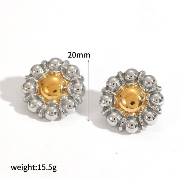 Wholesale Women's Stainless Steel Gold Plated Geometric And Floral Pattern Earrings