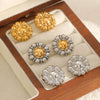 Wholesale Women's Stainless Steel Gold Plated Geometric And Floral Pattern Earrings