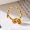 Wholesale Women's Stainless Steel Gold Plated Geometric Ferris Wheel 3D Rose Flower Open Ring Light Luxury Style
