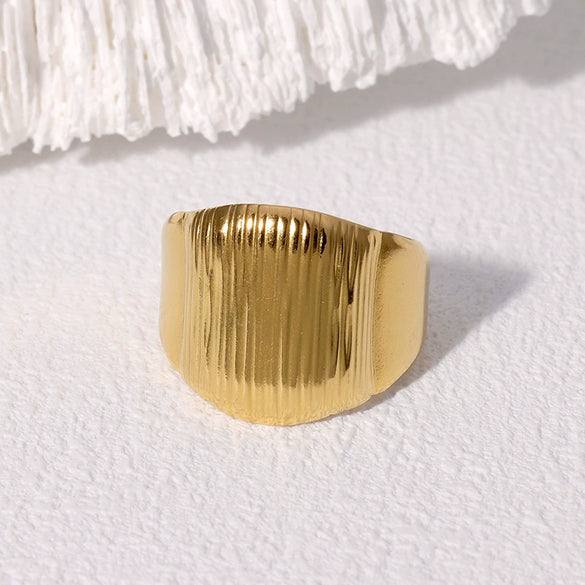 Wholesale Women's Stainless Steel Gold Plated Geometric Open Ring Minimalist Punk Style