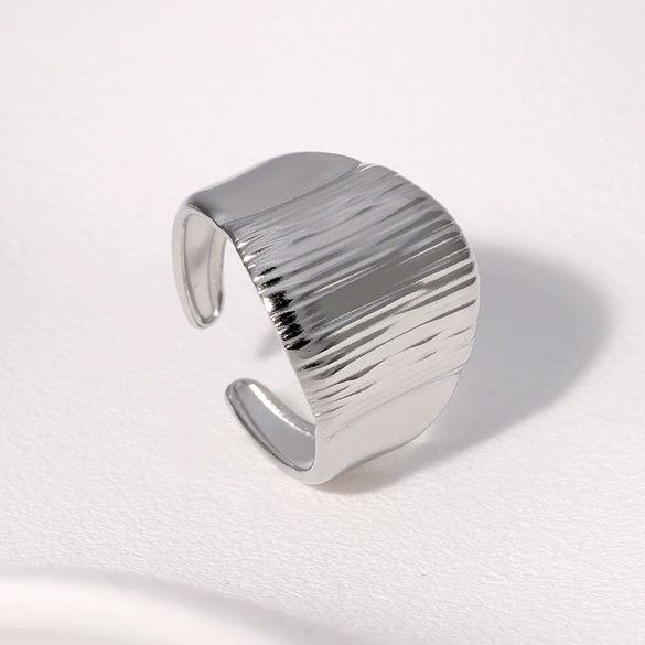 Wholesale Women's Stainless Steel Gold Plated Geometric Open Ring Minimalist Punk Style