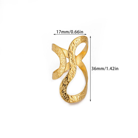 Wholesale Women's Stainless Steel Gold Plated Inlaid With Gold Geometric Fruit Pattern Open Ring Accessories