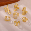 Wholesale Women's Stainless Steel Gold Plated Inlaid With Gold Geometric Fruit Pattern Open Ring Accessories