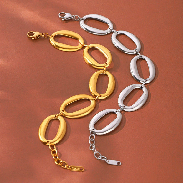 Wholesale Women's Stainless Steel Gold Plated Irregular Geometric Hollowout Bracelet Jewelry