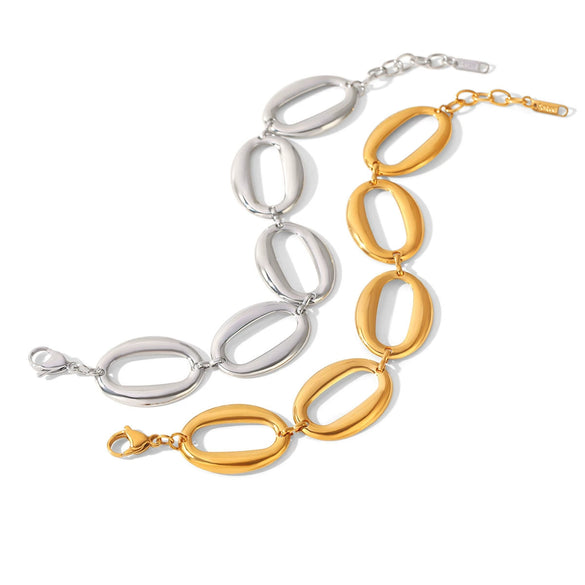 Wholesale Women's Stainless Steel Gold Plated Irregular Geometric Hollowout Bracelet Jewelry