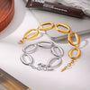 Wholesale Women's Stainless Steel Gold Plated Irregular Geometric Hollowout Bracelet Jewelry