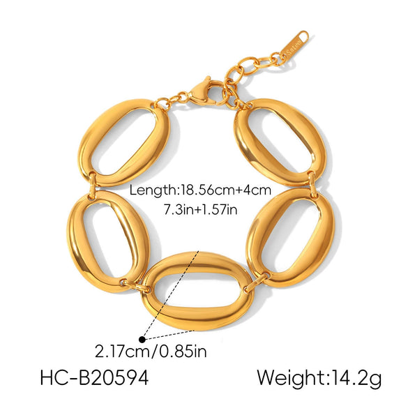 Wholesale Women's Stainless Steel Gold Plated Irregular Geometric Hollowout Bracelet Jewelry
