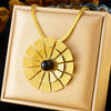 Wholesale Women's Stainless Steel Gold Plated Jewelry Set With Flower Pattern And Pearl Inlay