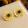 Wholesale Women's Stainless Steel Gold Plated Jewelry Set With Flower Pattern And Pearl Inlay