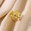 Wholesale Women's Stainless Steel Gold Plated Sunflower Butterfly Snake Open Ring
