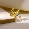 Wholesale Women's Stainless Steel Gold Plated Sunflower Butterfly Snake Open Ring