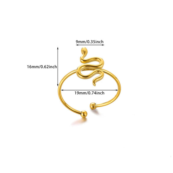 Wholesale Women's Stainless Steel Gold Plated Sunflower Butterfly Snake Open Ring
