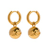 Wholesale Women's Stainless Steel Gold Plated Twist Hoop Earrings And Lip Ball Pendant With Letters Numbers Text Design