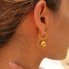Wholesale Women's Stainless Steel Gold Plated Twist Hoop Earrings And Lip Ball Pendant With Letters Numbers Text Design