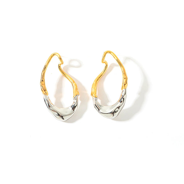 Wholesale Women's Stainless Steel Golden Crescent Geometric U Shaped Fashion Minimalist Electroplated Niche Earrings
