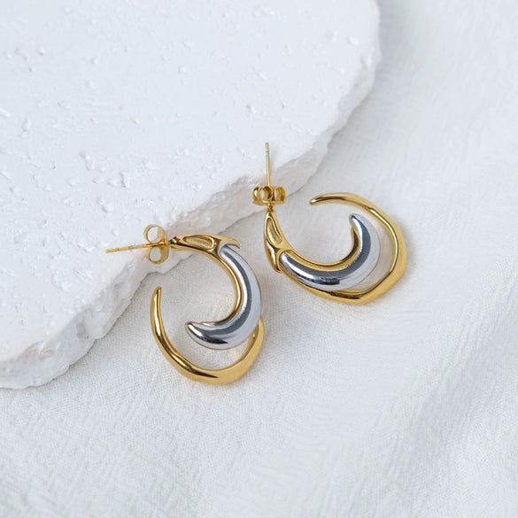 Wholesale Women's Stainless Steel Golden Crescent Geometric U Shaped Fashion Minimalist Electroplated Niche Earrings