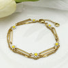 Wholesale Women's Stainless Steel Goldplated Daisy Doublelayer Retro Bracelet