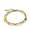 Wholesale Women's Stainless Steel Goldplated Daisy Doublelayer Retro Bracelet