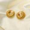 Wholesale Women's Stainless Steel Goldplated Electric Water Pipe Shape Earrings