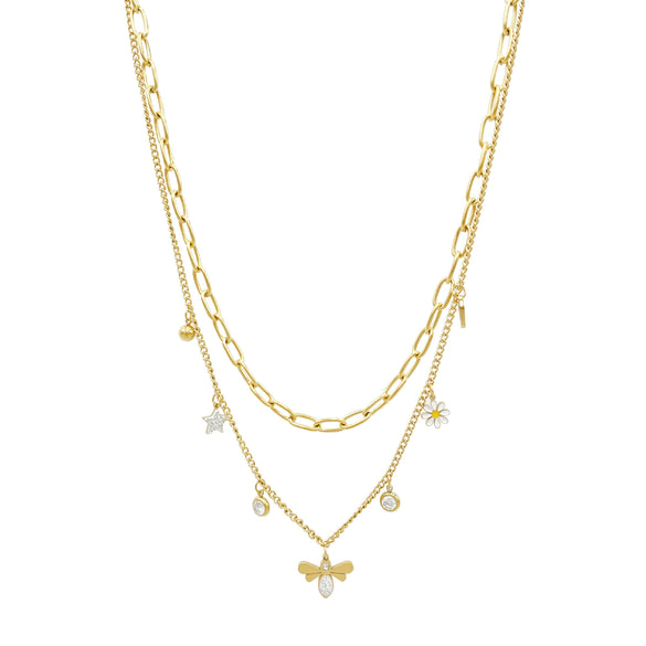 Wholesale Women's Stainless Steel Goldplated Fashion Flower Necklace With Electroplating Treatment