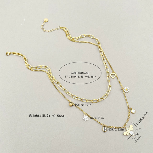 Wholesale Women's Stainless Steel Goldplated Fashion Flower Necklace With Electroplating Treatment