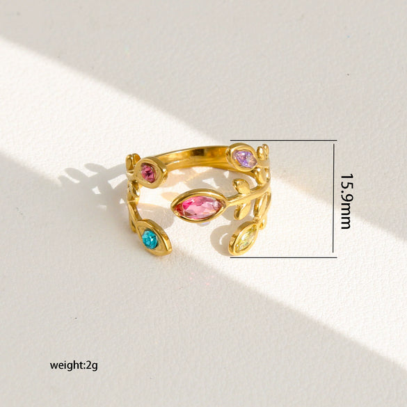 Wholesale Women's Stainless Steel Goldplated Flower Openended Stackable Ring