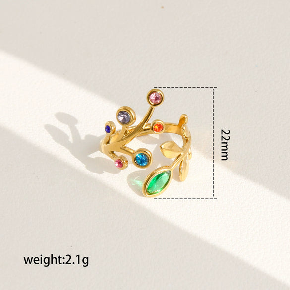 Wholesale Women's Stainless Steel Goldplated Flower Openended Stackable Ring