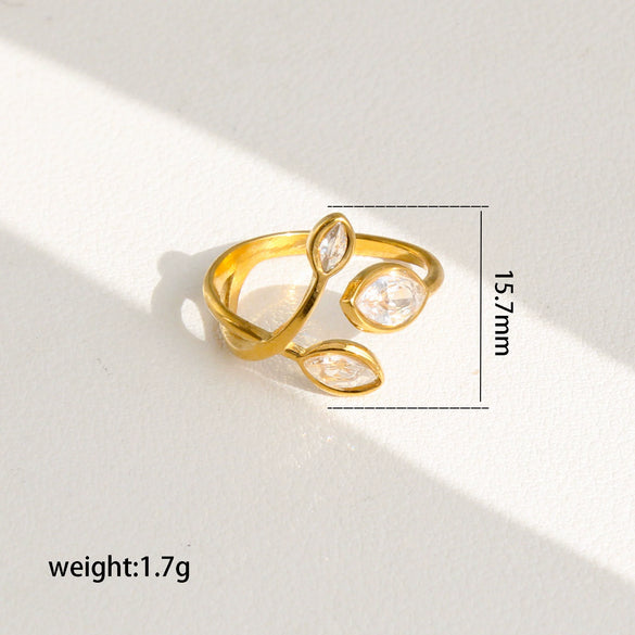 Wholesale Women's Stainless Steel Goldplated Flower Openended Stackable Ring