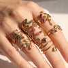 Wholesale Women's Stainless Steel Goldplated Flower Openended Stackable Ring