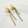 Wholesale Women's Stainless Steel Goldplated Flowerpatterned Long Tassel Earrings