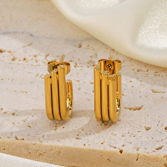 Wholesale Women's Stainless Steel Goldplated Geometric Irregular Stud Earrings