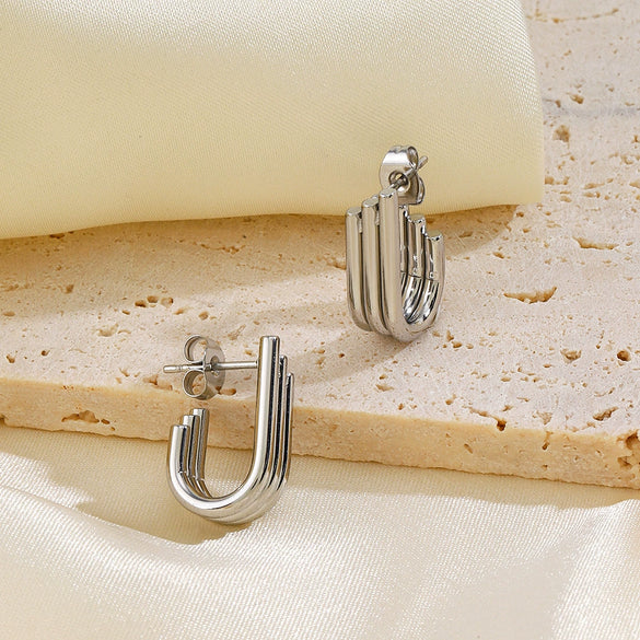 Wholesale Women's Stainless Steel Goldplated Geometric Irregular Stud Earrings
