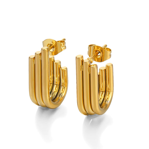 Wholesale Women's Stainless Steel Goldplated Geometric Irregular Stud Earrings