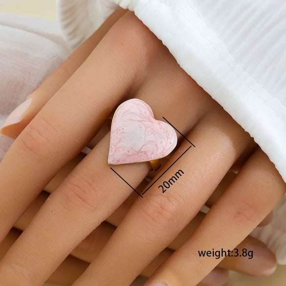 Wholesale Women's Stainless Steel Goldplated Geometric Oildrip Adjustable Open Nonfading Ring