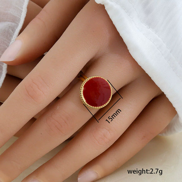 Wholesale Women's Stainless Steel Goldplated Geometric Oildrip Adjustable Open Nonfading Ring