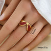 Wholesale Women's Stainless Steel Goldplated Geometric Oildrip Adjustable Open Nonfading Ring