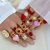 Wholesale Women's Stainless Steel Goldplated Geometric Oildrip Adjustable Open Nonfading Ring