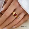 Wholesale Women's Stainless Steel Goldplated Geometric Oildrip Adjustable Open Nonfading Ring