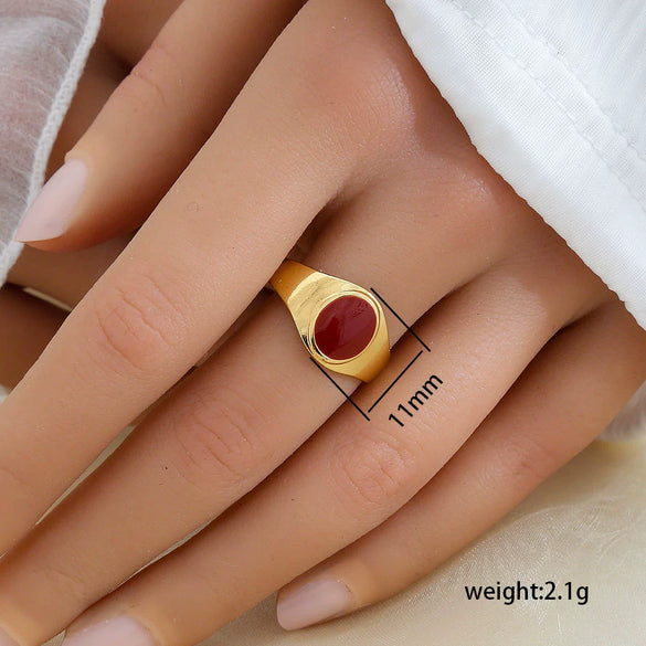 Wholesale Women's Stainless Steel Goldplated Geometric Oildrip Adjustable Open Nonfading Ring
