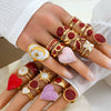 Wholesale Women's Stainless Steel Goldplated Geometric Oildrip Adjustable Open Nonfading Ring