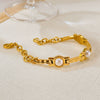 Wholesale Women's Stainless Steel Goldplated Geometric Pearl Chain Bracelet With Original And Minimalist Design