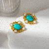 Wholesale Women's Stainless Steel Goldplated Geometric Personality Inlay Earrings