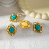 Wholesale Women's Stainless Steel Goldplated Geometric Personality Inlay Earrings