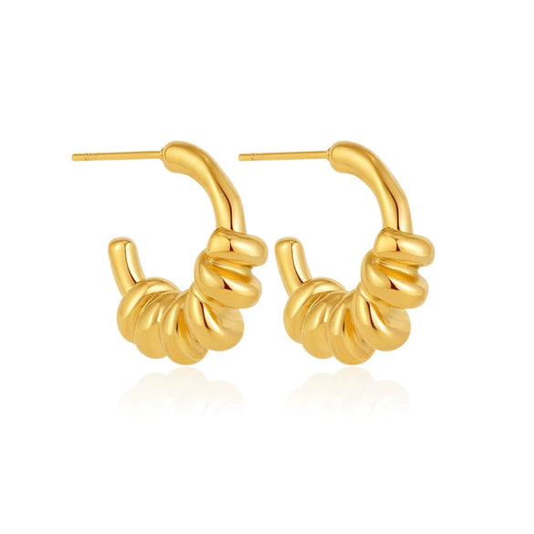 Wholesale Women's Stainless Steel Goldplated Geometric Spiral Ring Earrings