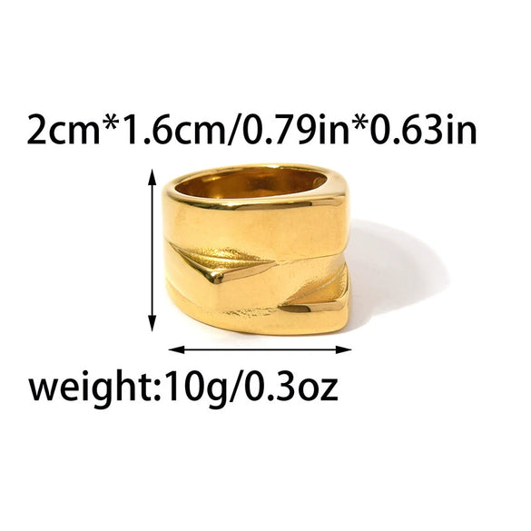 Wholesale Women's Stainless Steel Goldplated Geometric Threedimensional Trendy Ring
